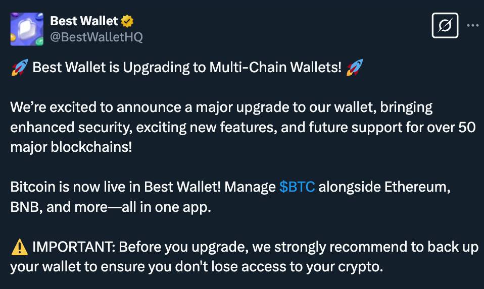 Best Wallet çoklu zincir Twitter