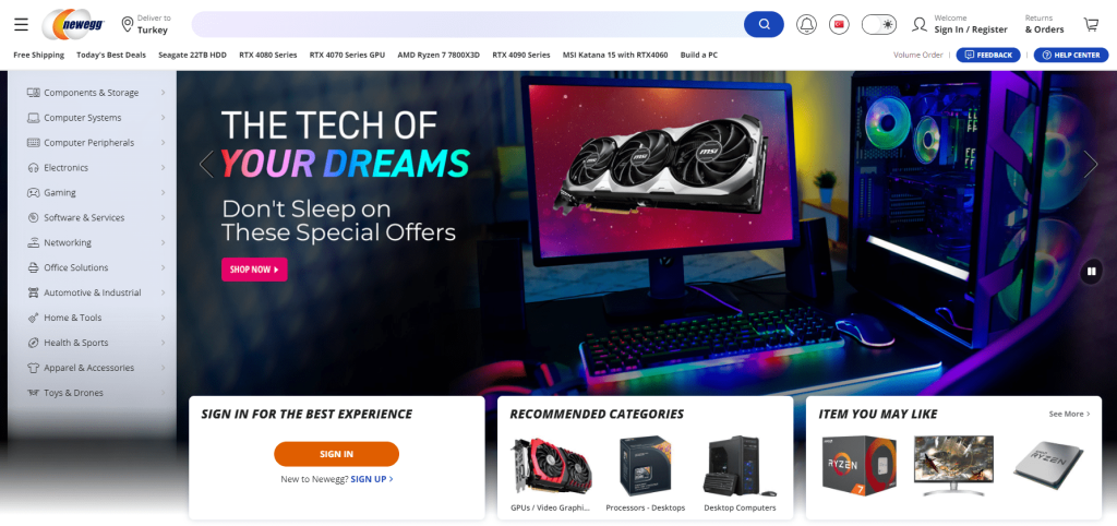 Newegg Arayüz