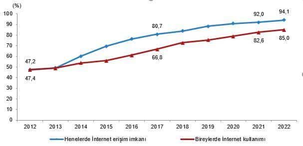 internet erişimi ve alışveriş oranı