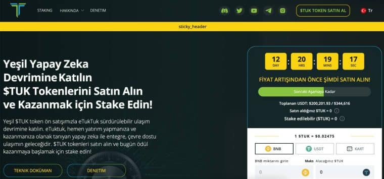 eTukTuk (TUK) düşük riskli kripto coinler