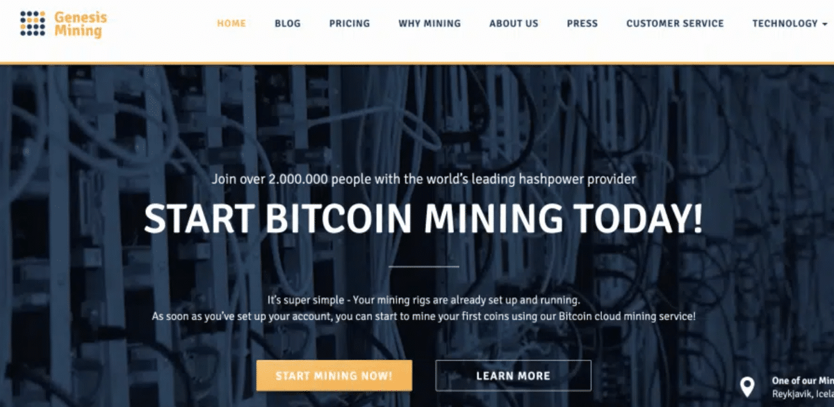 Genesis mining Bitcoin. Madenciliği
