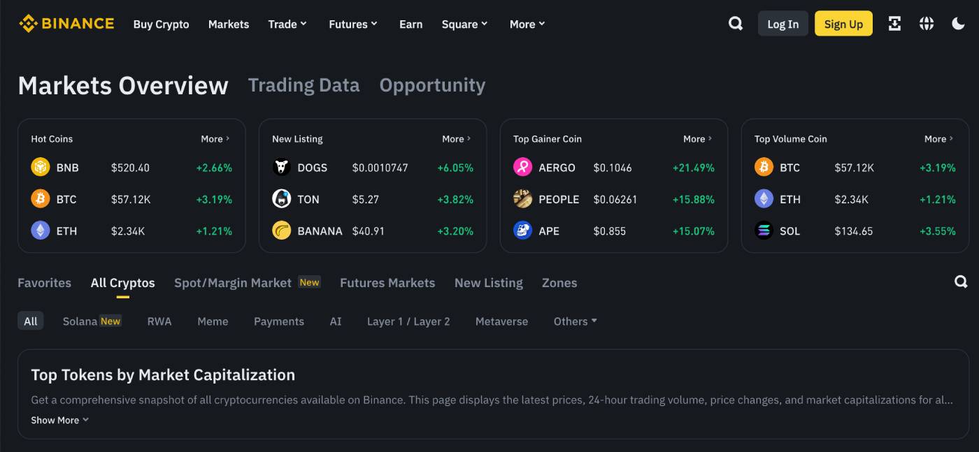 Binance - En İyi Kripto Fiyat Takip Platformları