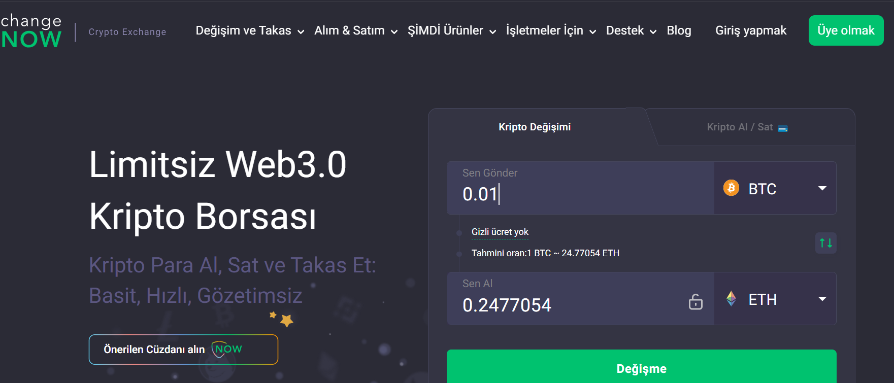 changenow - en iyi kyc'siz kripto borsaları