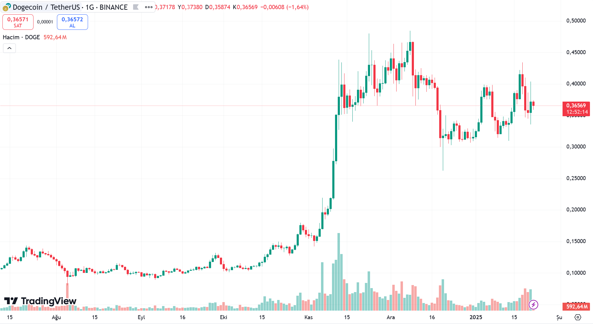 doge coin fiyatı tradingview